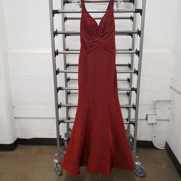 Ellie Wilde Sparkly Red Prom Dress - Picture 2 of 12